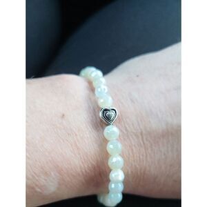 Pearl Bead Heart Accent Bracelet - Cream